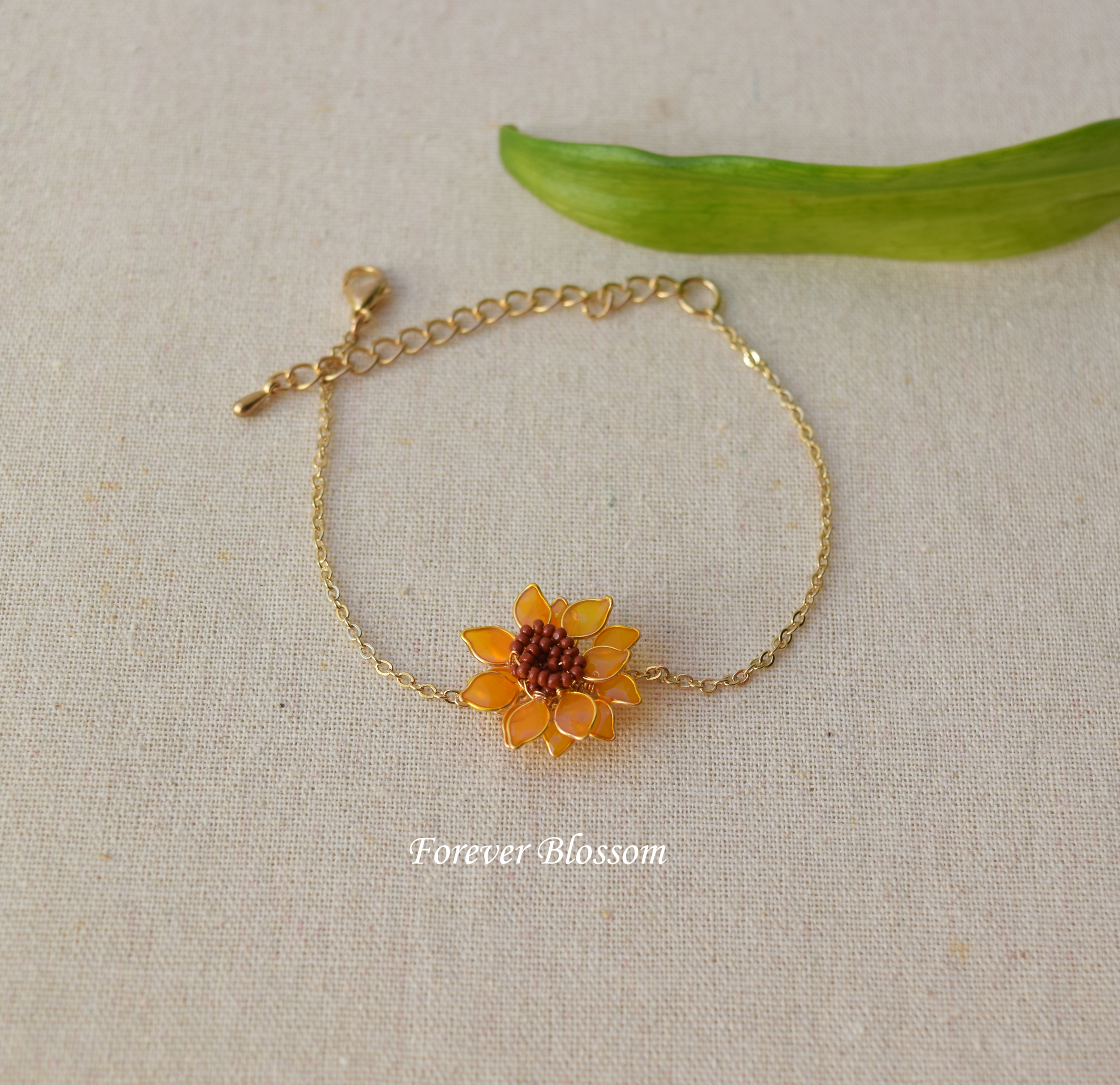 Yellow Sunflower bracelet for women