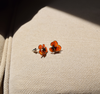 Sterling Silver Pansy flower Stud earrings, Halloween gift