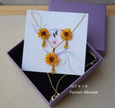 Sunflower earring necklace set, Summer jewelry