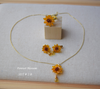 Sunflower earring necklace set, Summer jewelry