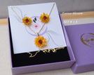 Sunflower earring necklace set, Summer jewelry