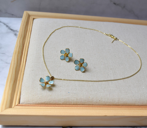 Forget Me Not flower earring and necklace set