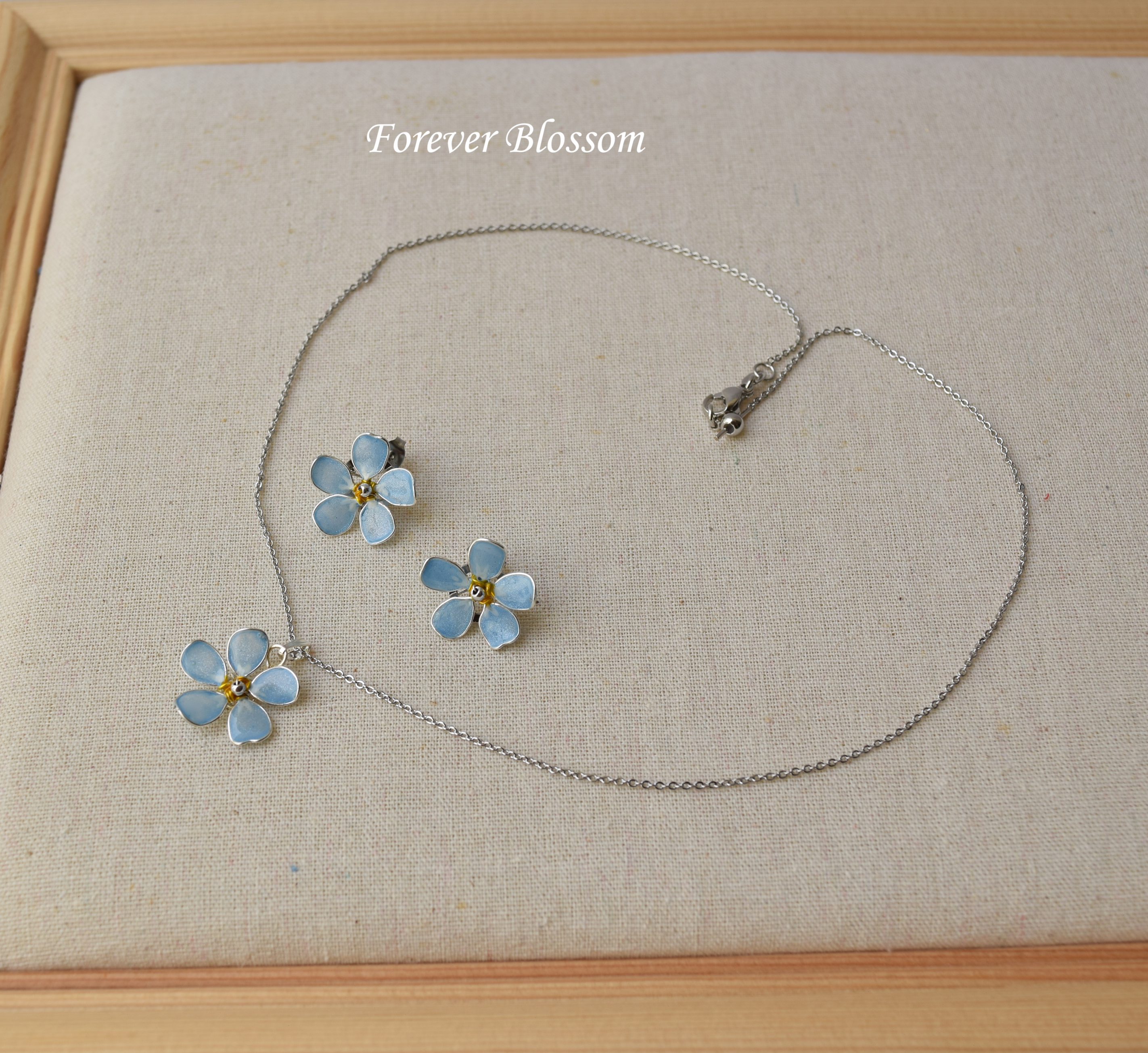 Forget Me Not flower earring and necklace set