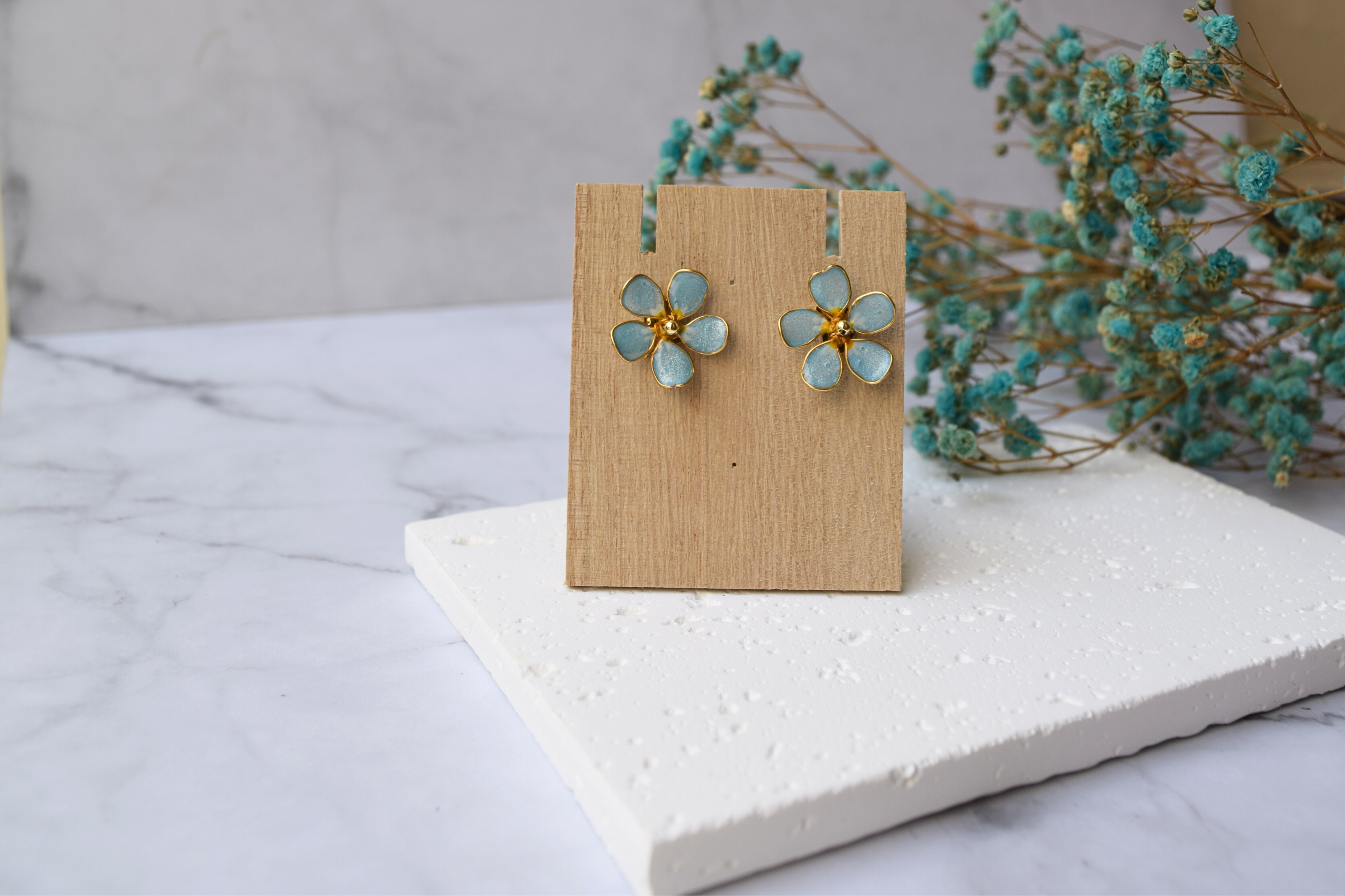 Forget Me Not flower earring and necklace set